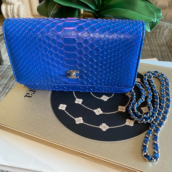 RARE ⭐️ Chanel WOC Python Blue and Pink ⭐️ NWT - Picture 4 of 15